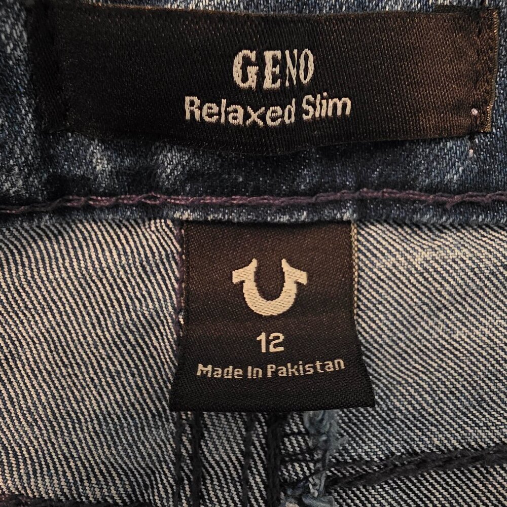 NWT True Religion Geno Boy's Relaxed Slim Distressed Denim Jeans, Size 12 - Picture 9 of 11
